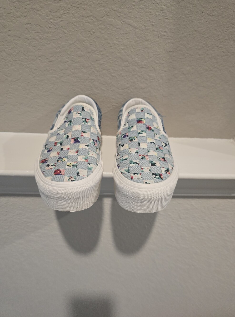 Vans Slip-On Casual Shoes in Light Blue Floral Check